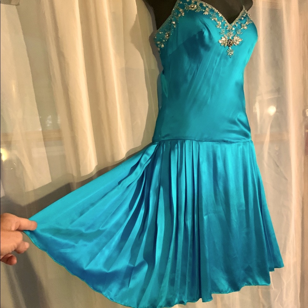 Silk Turquoise Dance Party Dress by Metro Section